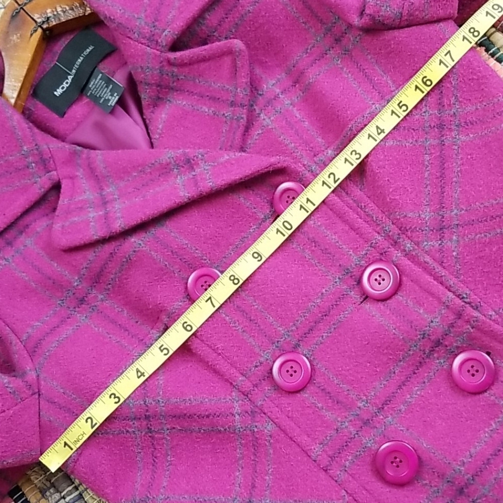 Moda INTERNATIONAL Women Raspberry Wool Peacoat - Picture 12 of 12